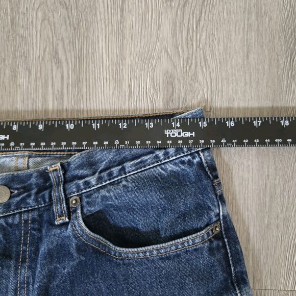 VTG Y2K Structure Relaxed Fit Jeans Men 31x32* Straight Leg Dark Rinse Baggy - Picture 13 of 14